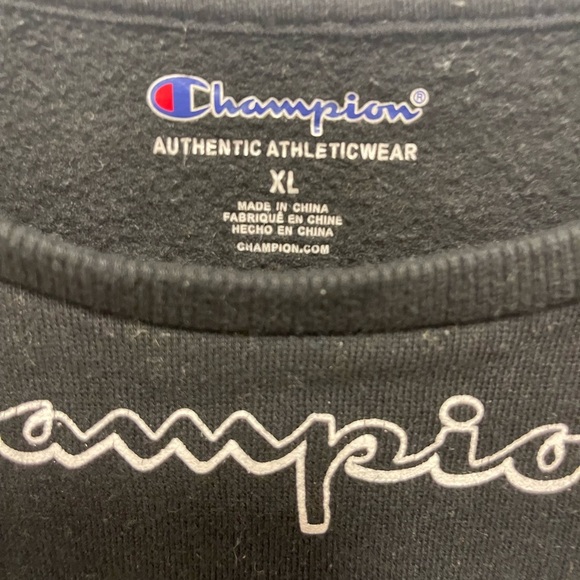 Champion Men's Black and White Crewneck Sweater - Picture 2 of 5